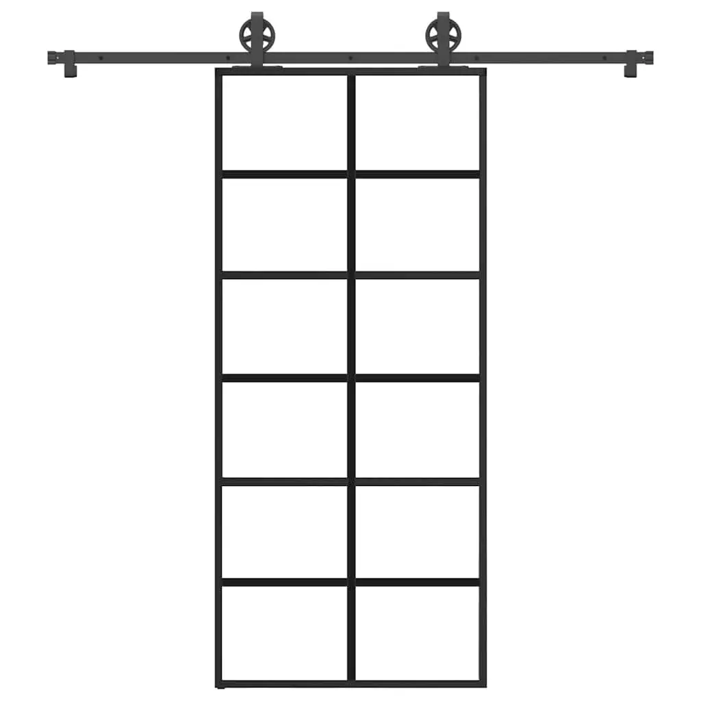 Porta Scorrevole con Ferramenta 90x205cm Vetro ESG Alluminio