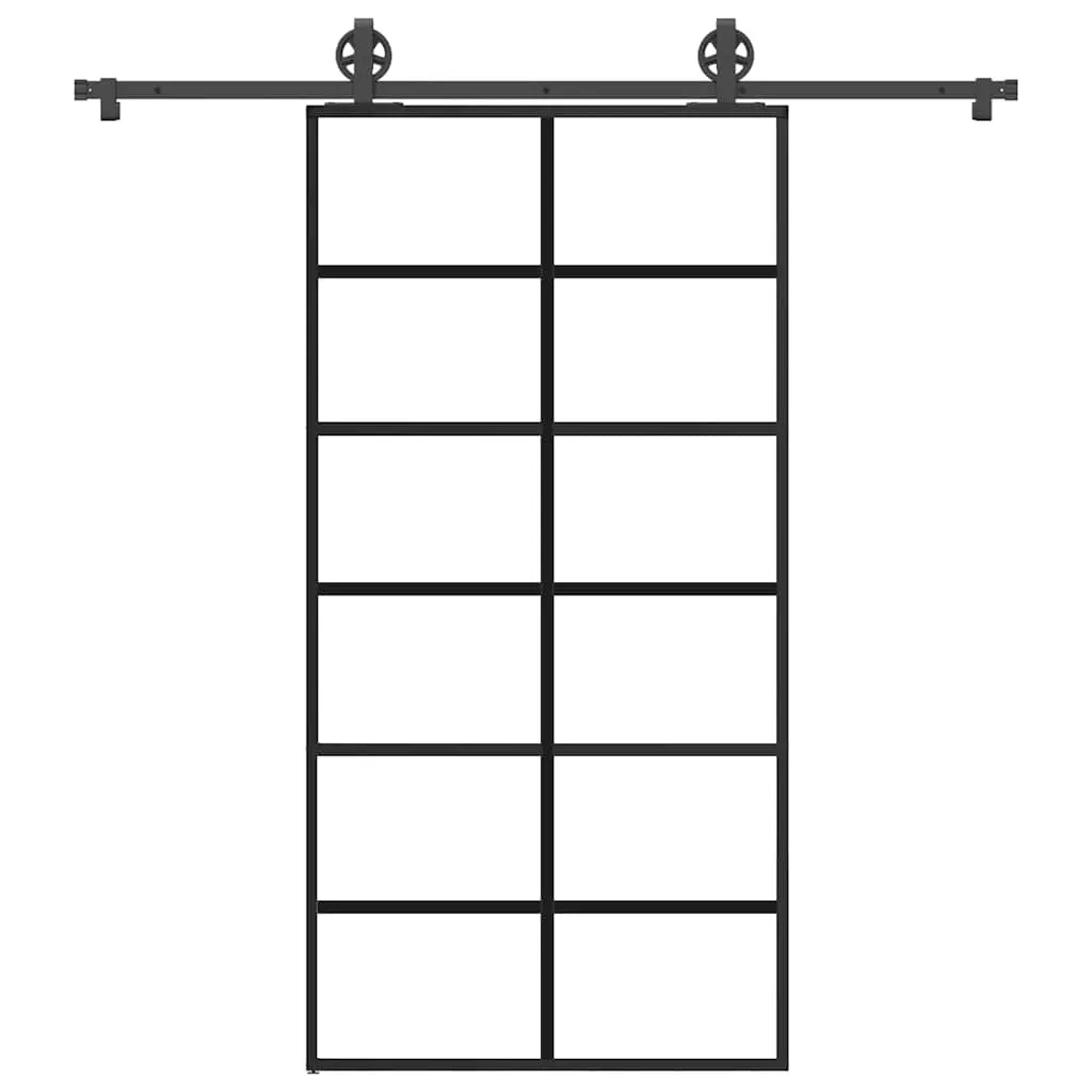 Porta Scorrevole con Ferramenta 102x205 cm Vetro ESG Alluminio