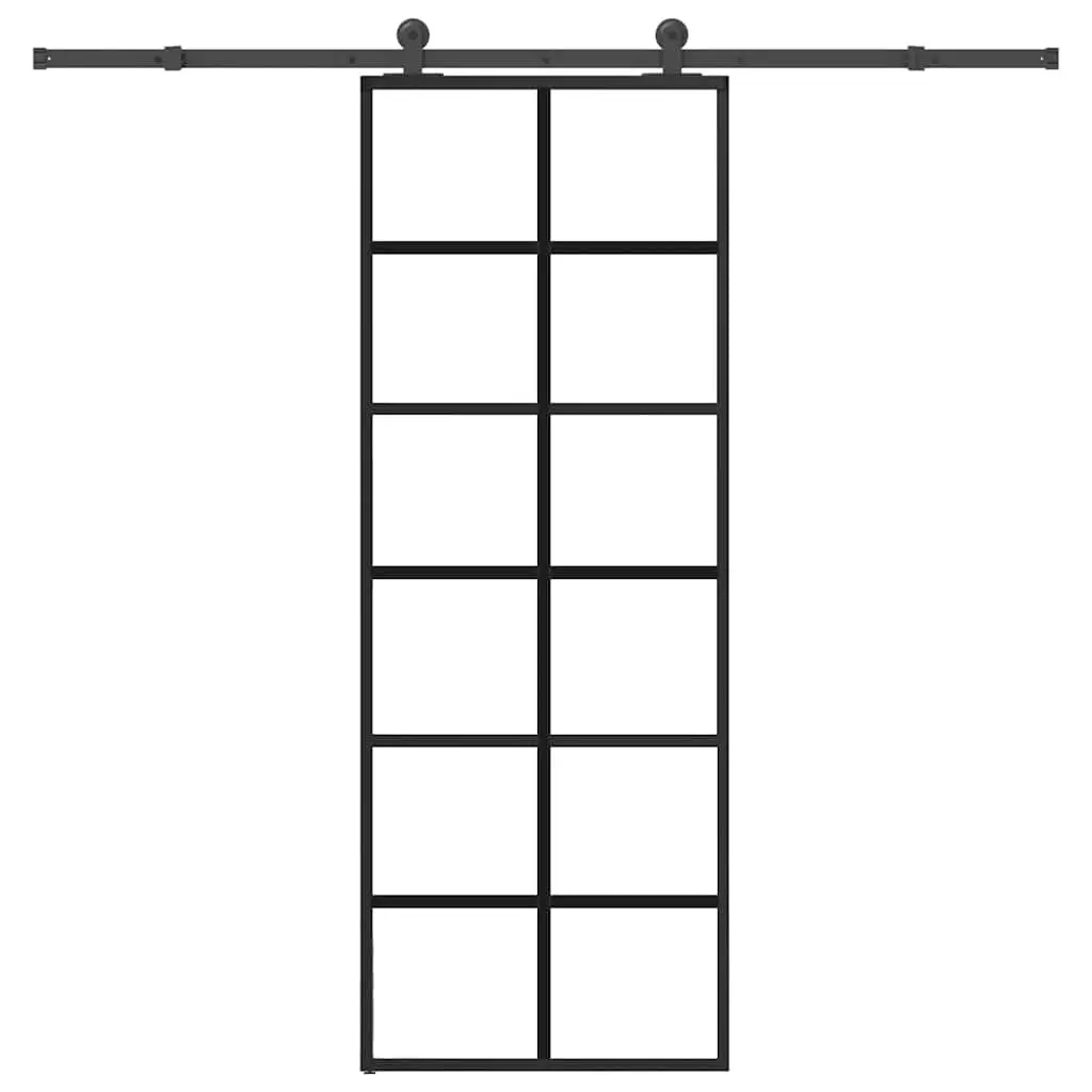 Porta Scorrevole con Ferramenta 76x205cm Vetro ESG Alluminio