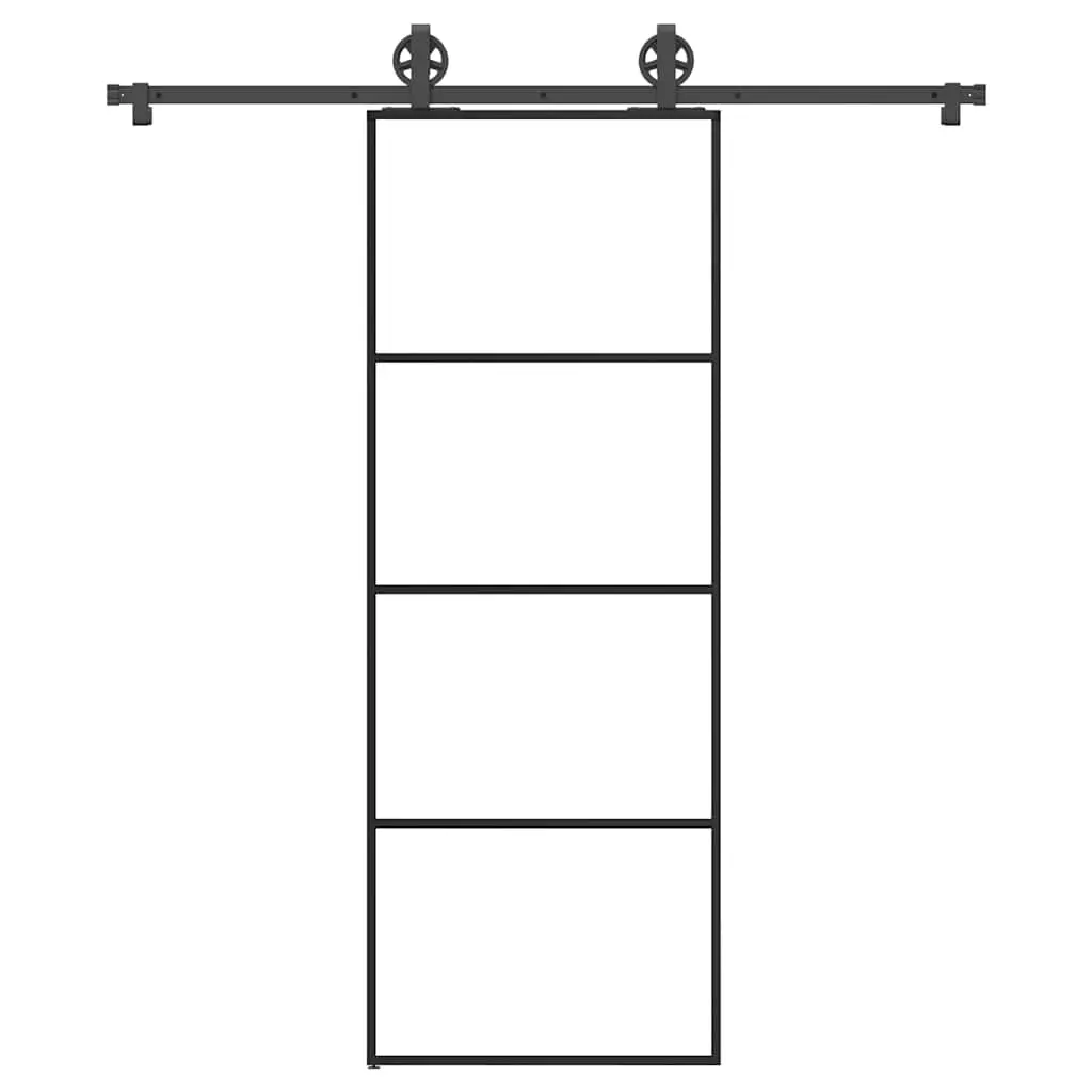 Porta Scorrevole con Ferramenta 76x205cm Vetro ESG Alluminio