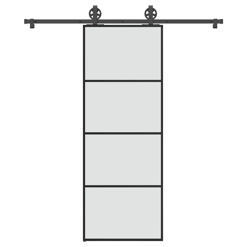 Porta Scorrevole con Ferramenta 76x205cm Vetro ESG Alluminio