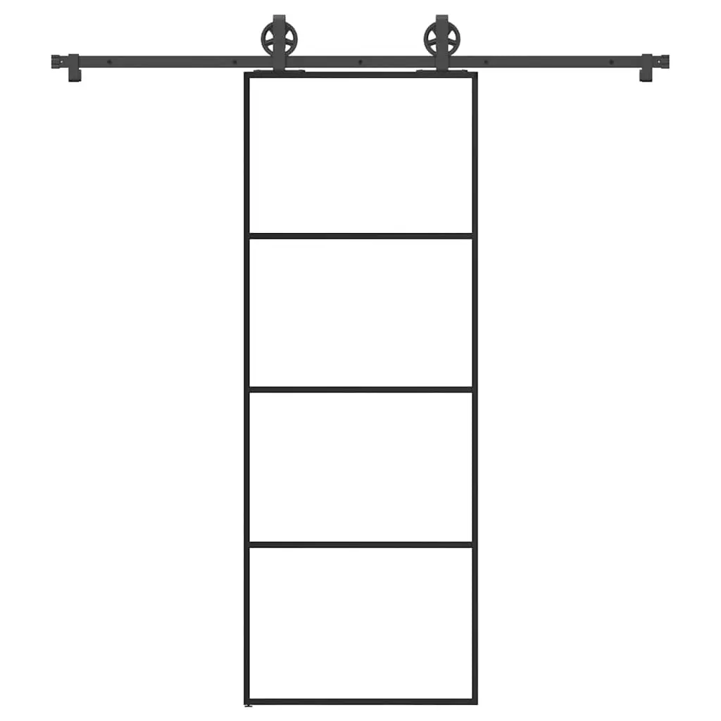 Porta Scorrevole con Ferramenta 76x205cm Vetro ESG Alluminio