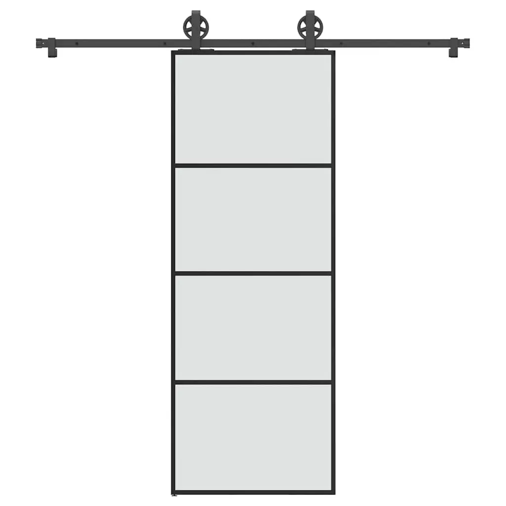 Porta Scorrevole con Ferramenta 76x205cm Vetro ESG Alluminio