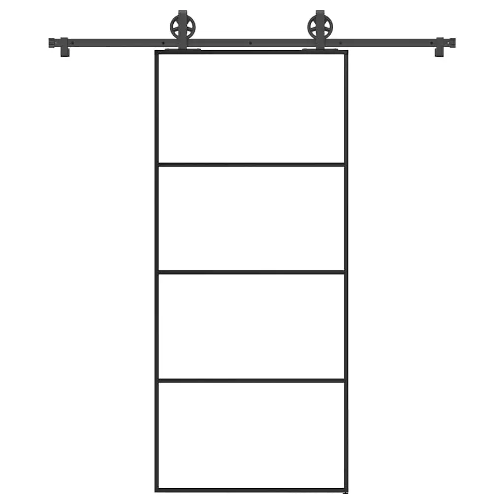 Porta Scorrevole con Ferramenta 90x205cm Vetro ESG Alluminio