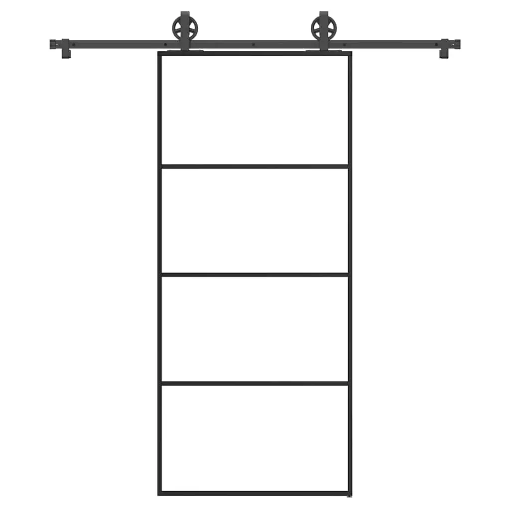 Porta Scorrevole con Ferramenta 90x205cm Vetro ESG Alluminio