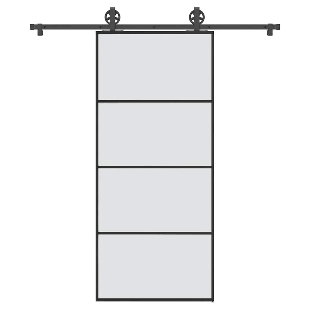 Porta Scorrevole con Ferramenta 90x205cm Vetro ESG Alluminio