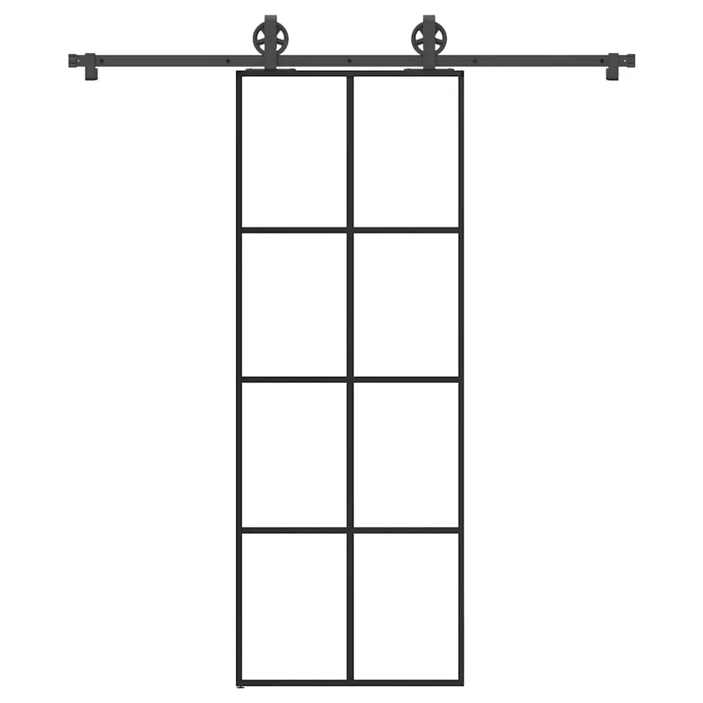 Porta Scorrevole con Ferramenta 76x205cm Vetro ESG Alluminio