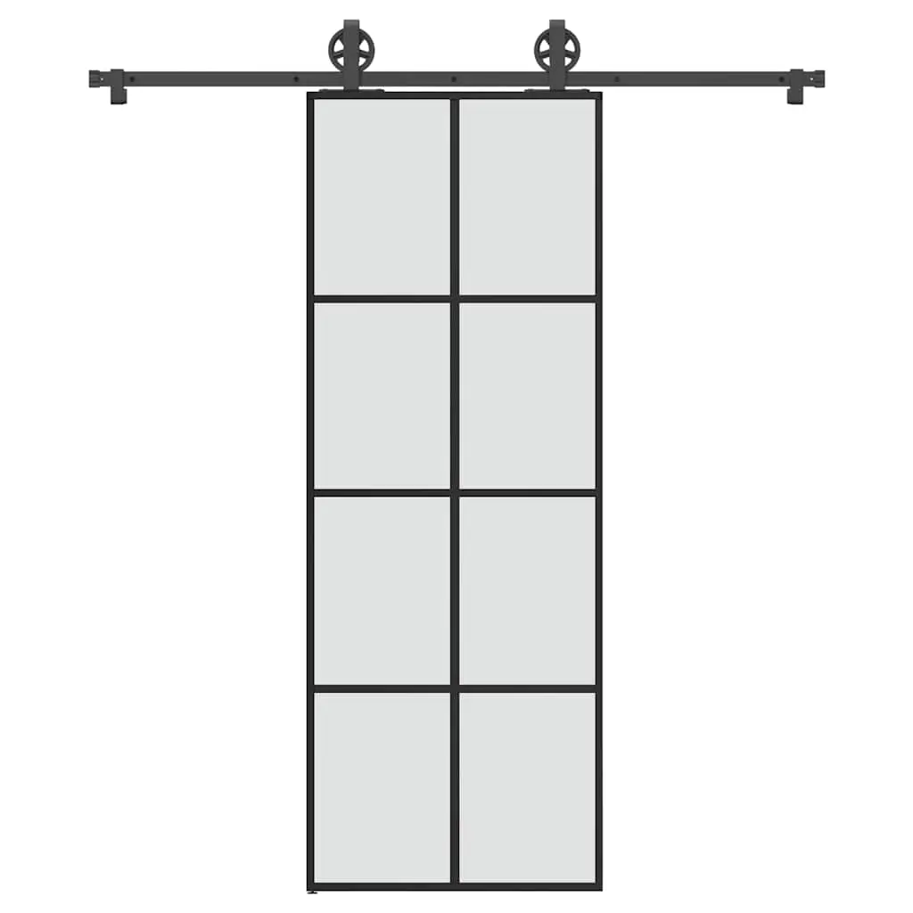 Porta Scorrevole con Ferramenta 76x205cm Vetro ESG Alluminio