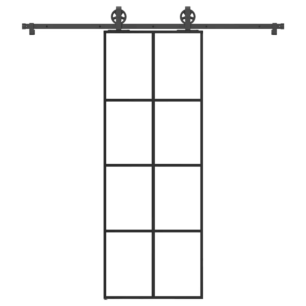 Porta Scorrevole con Ferramenta 76x205cm Vetro ESG Alluminio