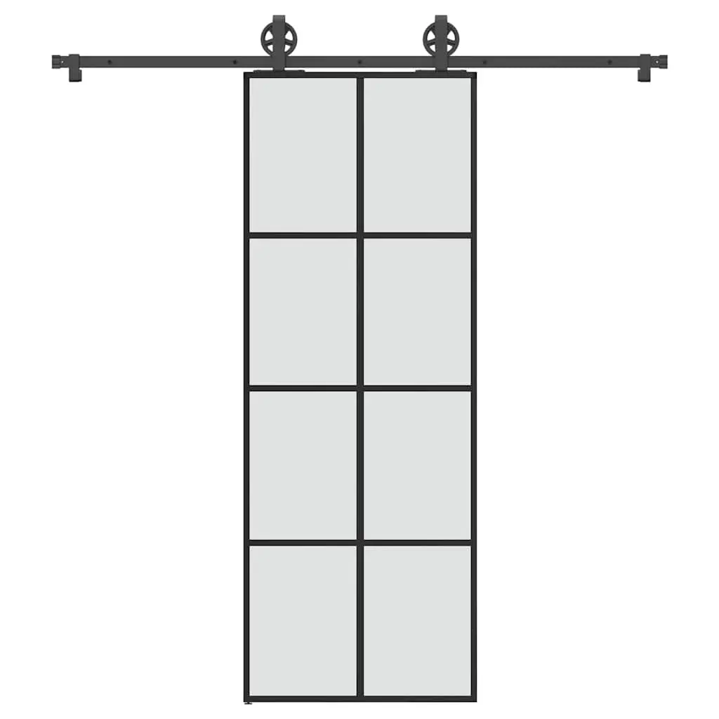 Porta Scorrevole con Ferramenta 76x205cm Vetro ESG Alluminio