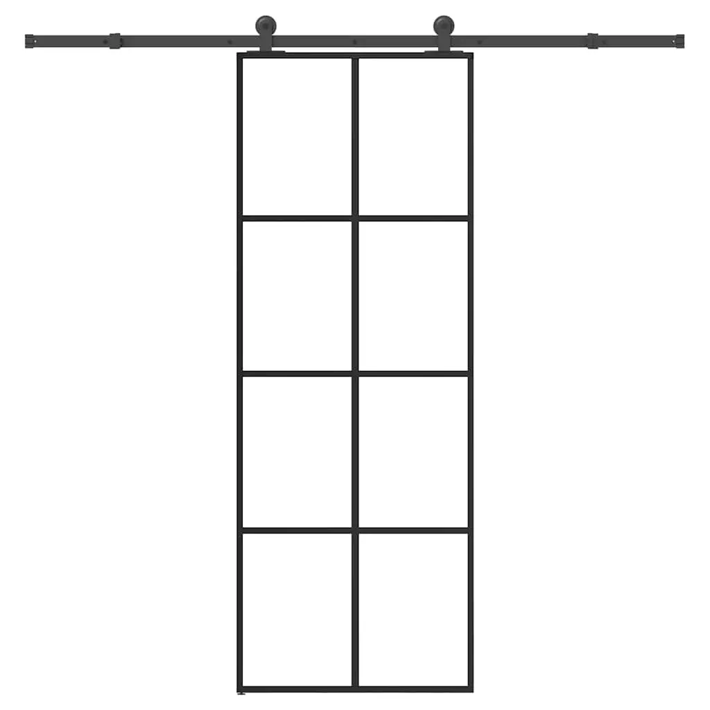 Porta Scorrevole con Ferramenta 76x205cm Vetro ESG Alluminio