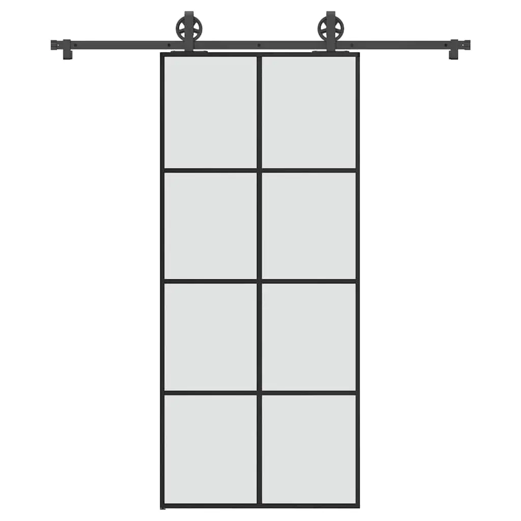 Porta Scorrevole con Ferramenta 90x205cm Vetro ESG Alluminio