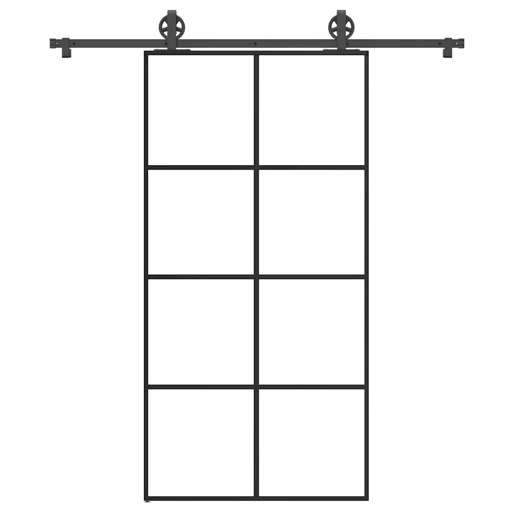 Porta Scorrevole con Ferramenta 102,5x205cm Vetro ESG Alluminio