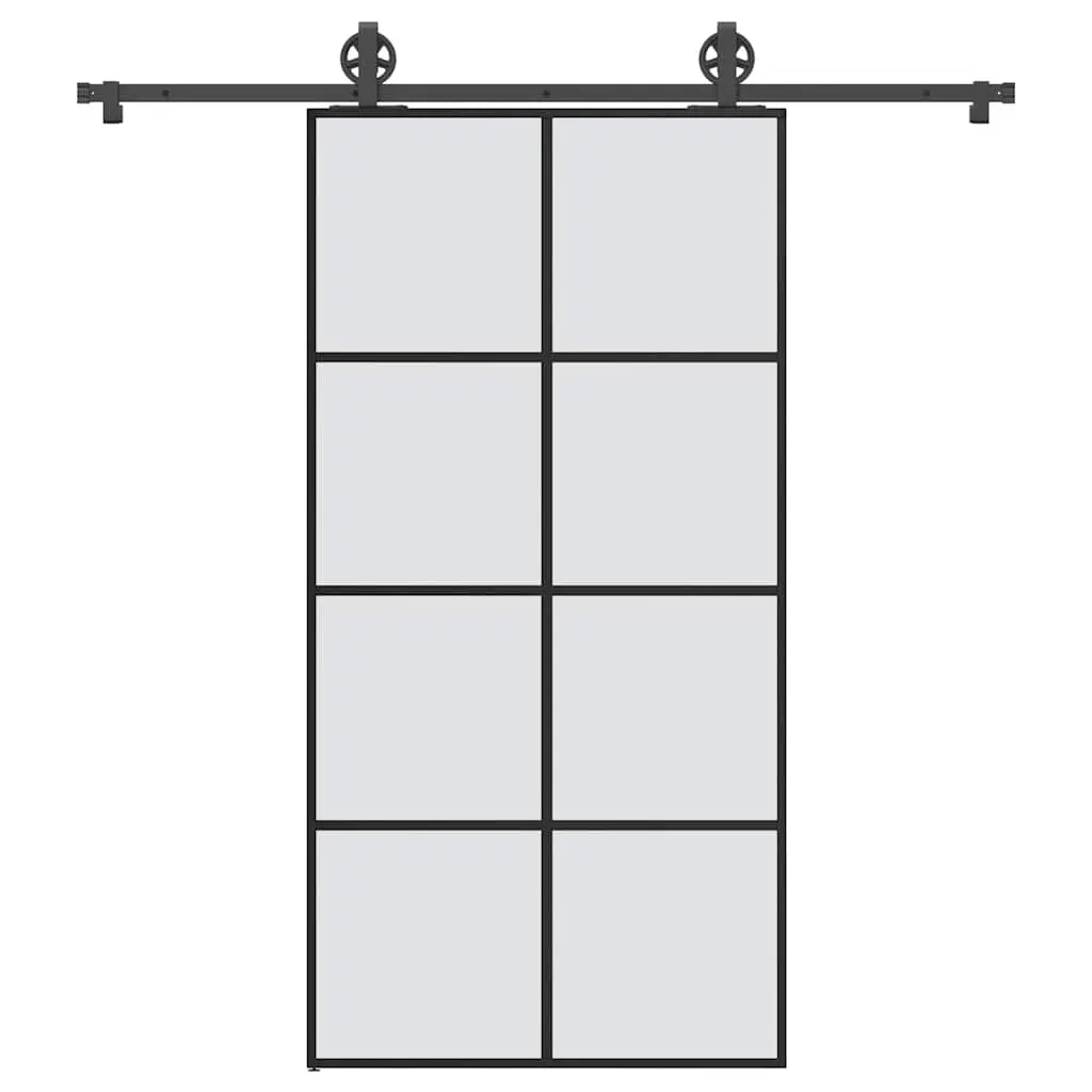 Porta Scorrevole con Ferramenta 102,5x205cm Vetro ESG Alluminio