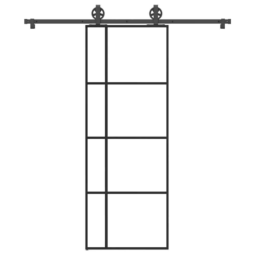 Porta Scorrevole con Ferramenta 76x205cm Vetro ESG Alluminio