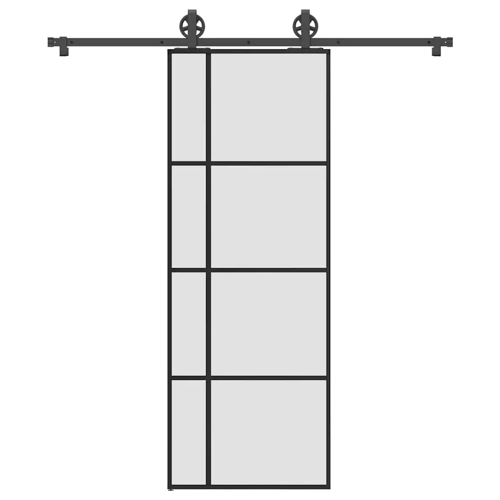 Porta Scorrevole con Ferramenta 76x205cm Vetro ESG Alluminio