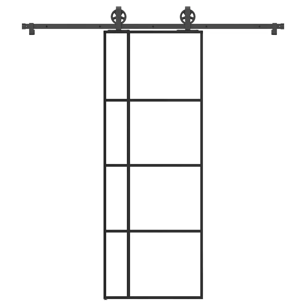 Porta Scorrevole con Ferramenta 76x205cm Vetro ESG Alluminio