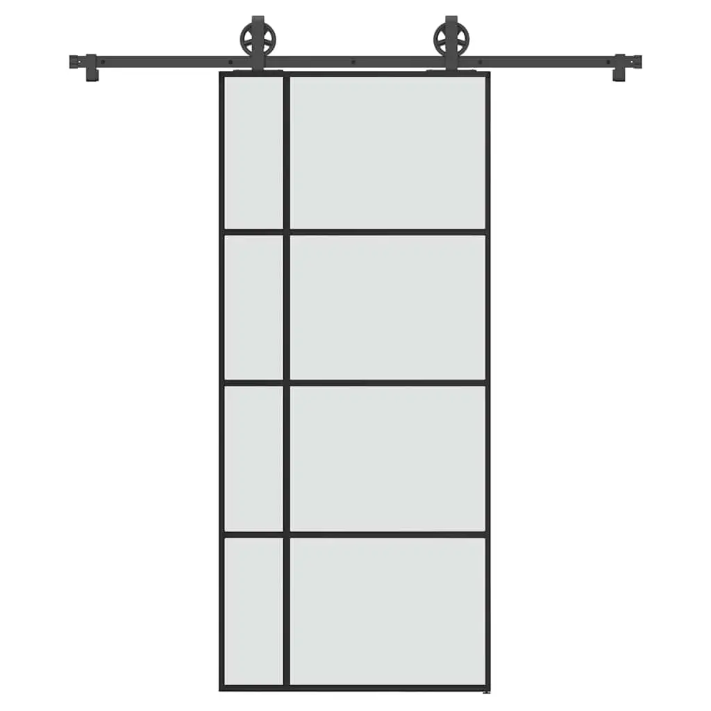 Porta Scorrevole con Ferramenta 90x205cm Vetro ESG Alluminio