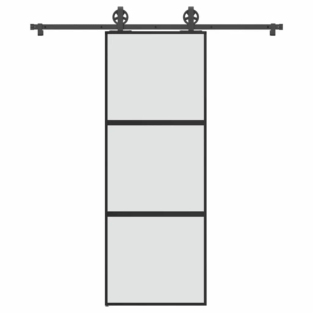 Porta Scorrevole Ferramenta 76x205 cm Vetro Temperato Alluminio