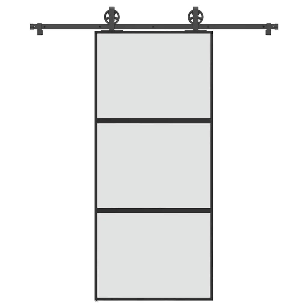 Porta Scorrevole Ferramenta 90x205 cm Vetro Temperato Alluminio