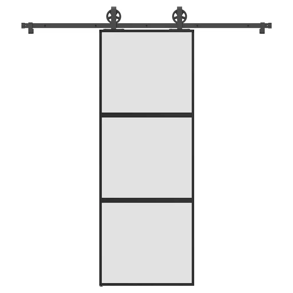 Porta Scorrevole Ferramenta 76x205 cm Vetro Temperato Alluminio