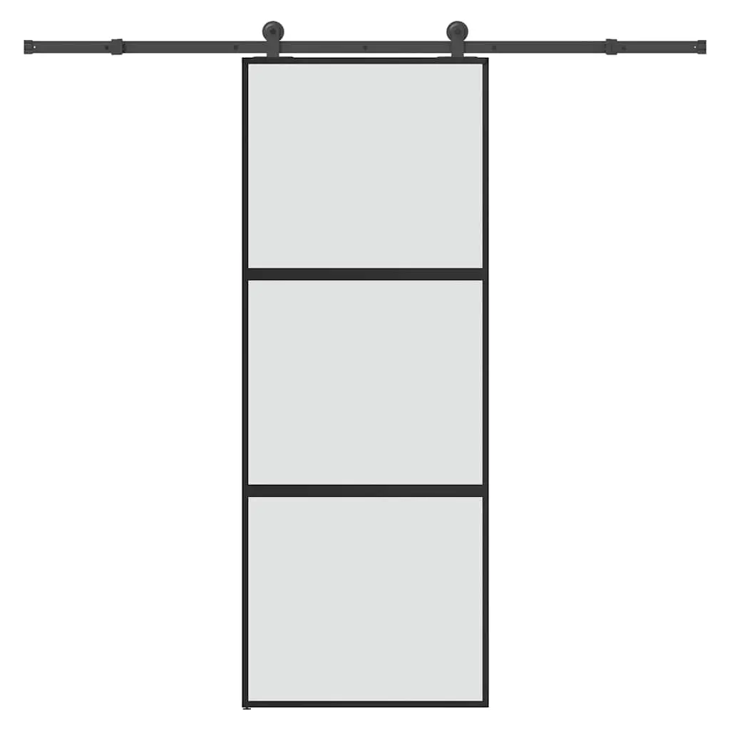 Porta Scorrevole Ferramenta 76x205 cm Vetro Temperato Alluminio