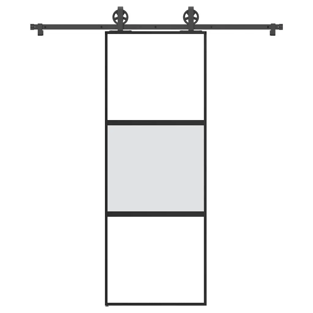 Porta Scorrevole Ferramenta 76x205 cm Vetro Temperato Alluminio