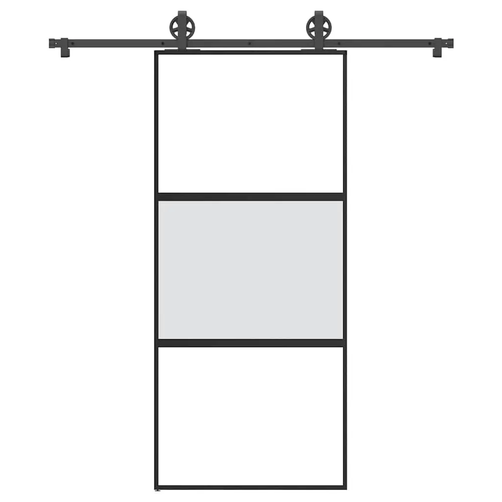 Porta Scorrevole Ferramenta 90x205 cm Vetro Temperato Alluminio