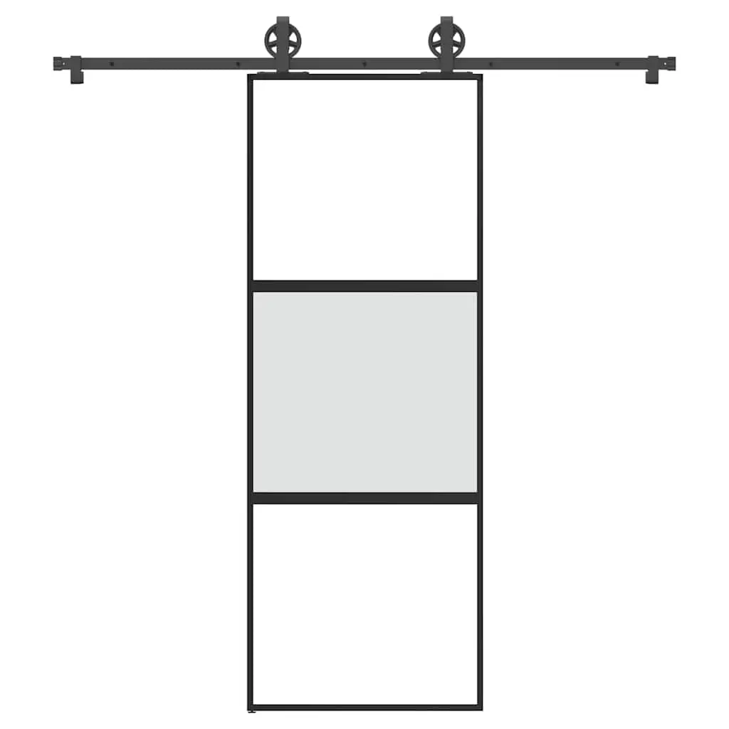 Porta Scorrevole Ferramenta 76x205 cm Vetro Temperato Alluminio