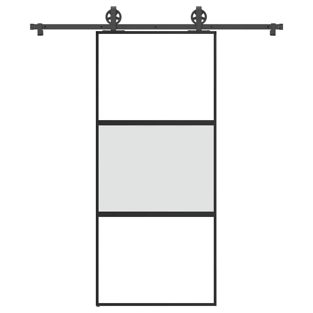 Porta Scorrevole Ferramenta 90x205 cm Vetro Temperato Alluminio