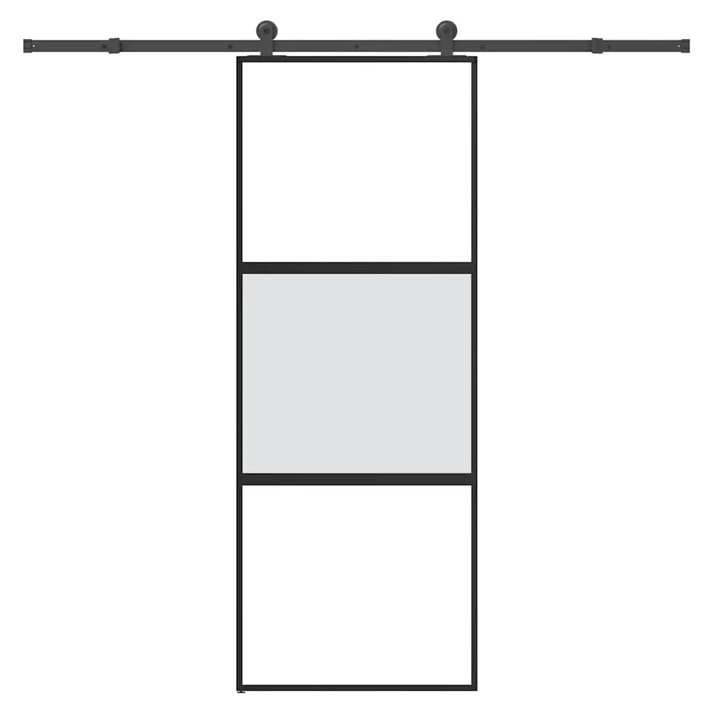 Porta Scorrevole Ferramenta 76x205 cm Vetro Temperato Alluminio