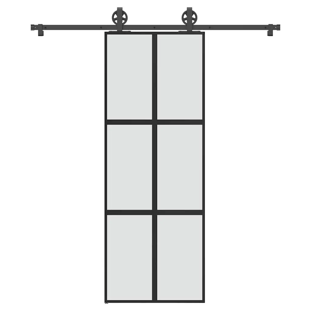 Porta Scorrevole Ferramenta 76x205 cm Vetro Temperato Alluminio