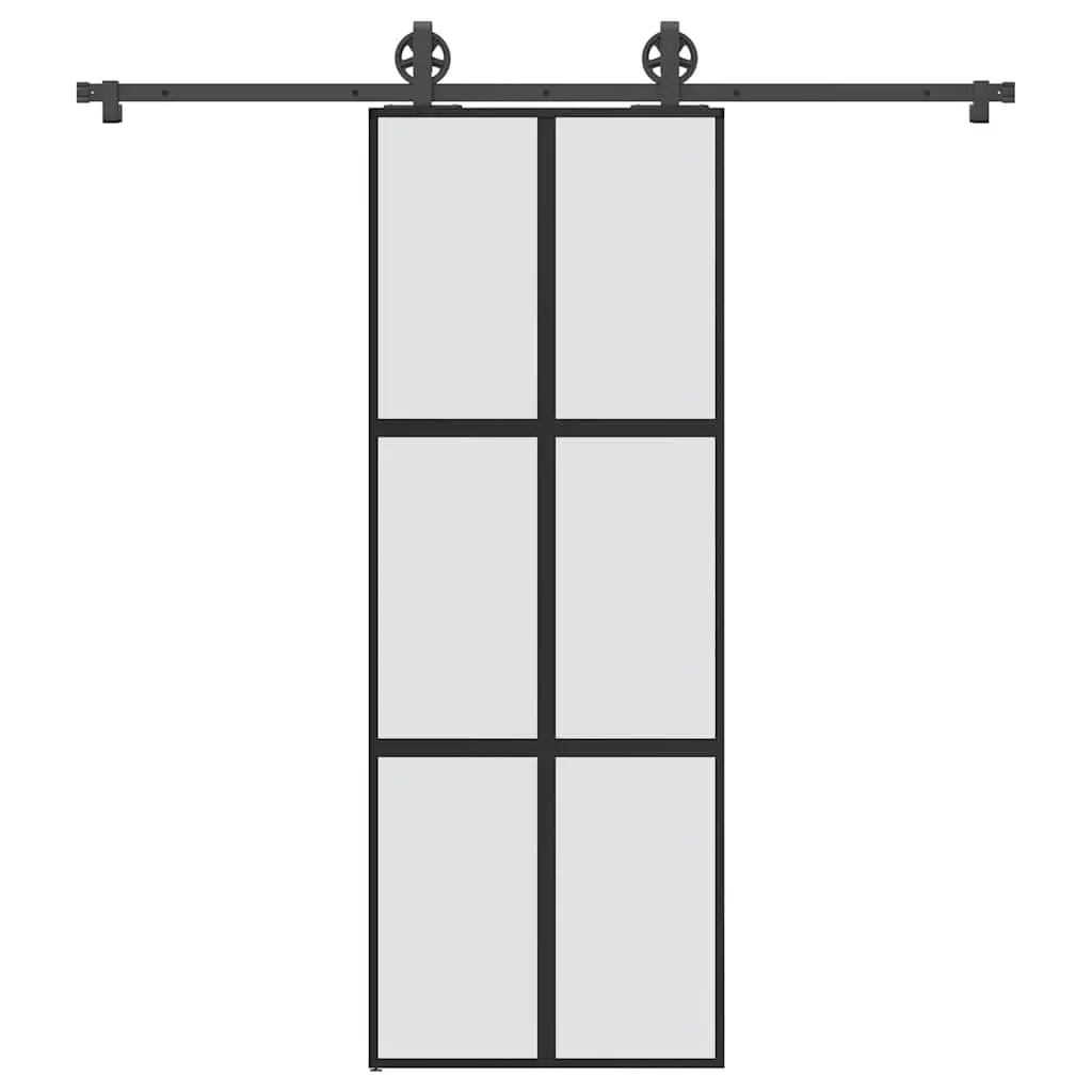 Porta Scorrevole Ferramenta 76x205 cm Vetro Temperato Alluminio