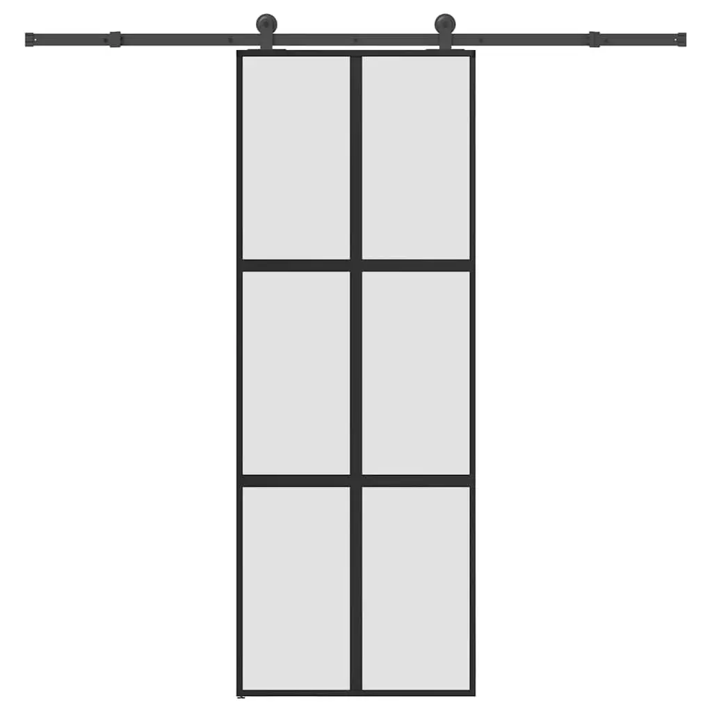 Porta Scorrevole Ferramenta 76x205 cm Vetro Temperato Alluminio