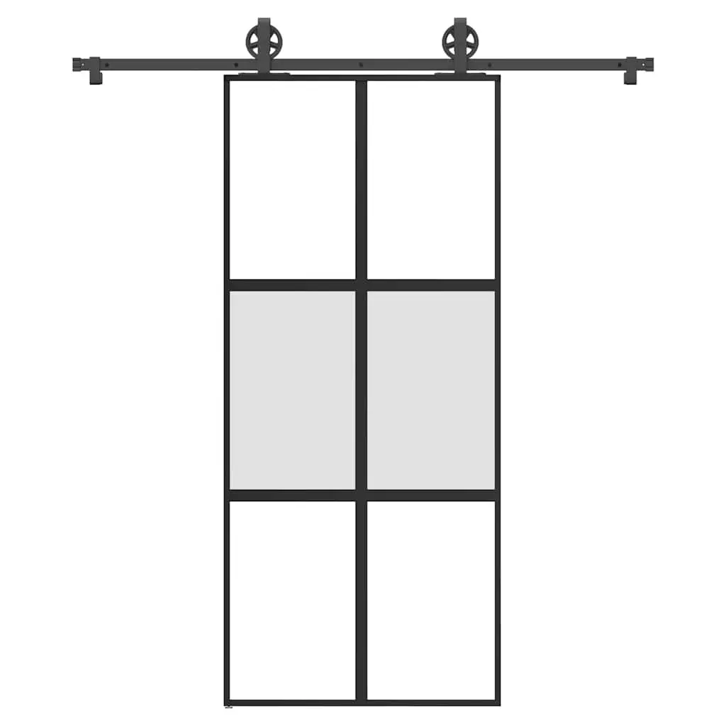 Porta Scorrevole Ferramenta 90x205 cm Vetro Temperato Alluminio