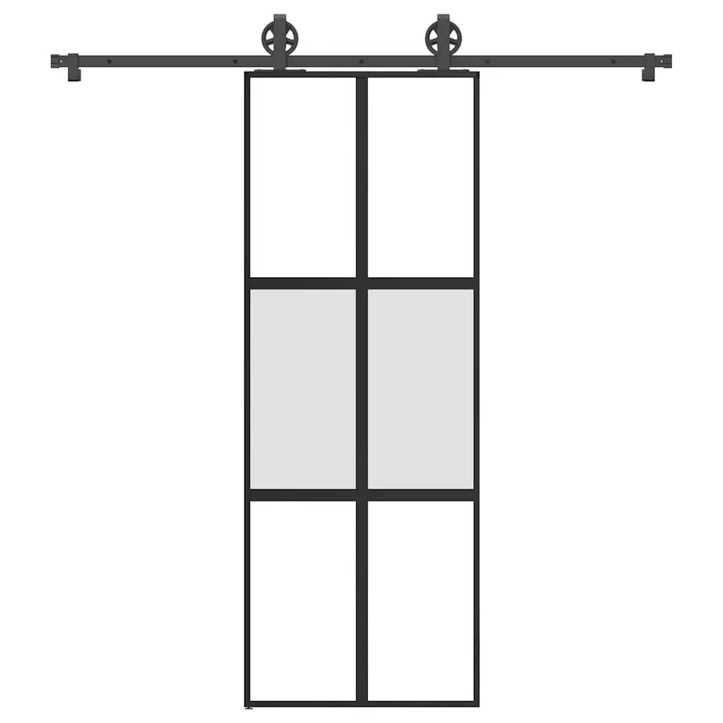 Porta Scorrevole Ferramenta 76x205 cm Vetro Temperato Alluminio