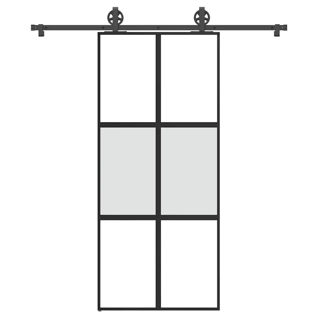 Porta Scorrevole Ferramenta 90x205 cm Vetro Temperato Alluminio