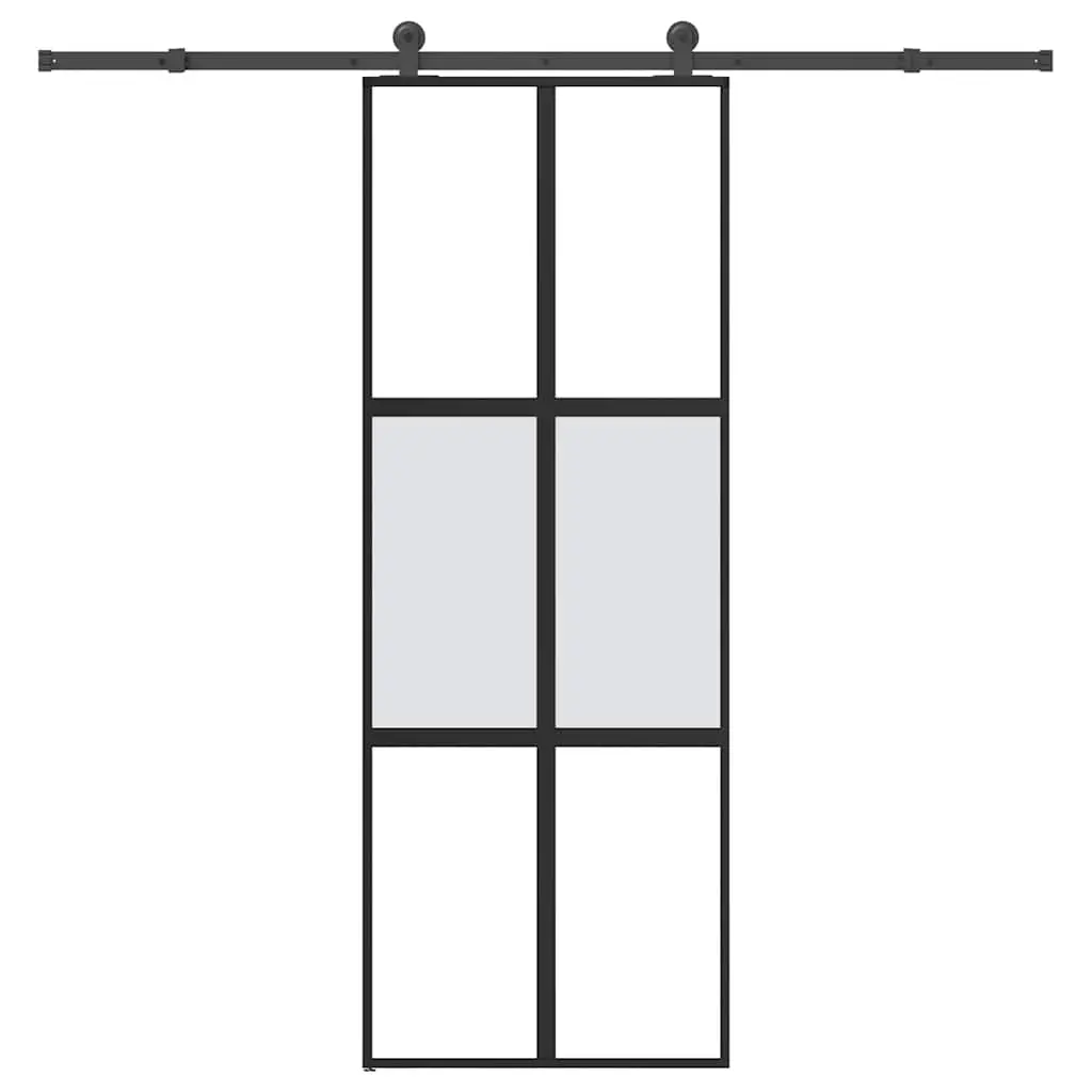 Porta Scorrevole Ferramenta 76x205 cm Vetro Temperato Alluminio