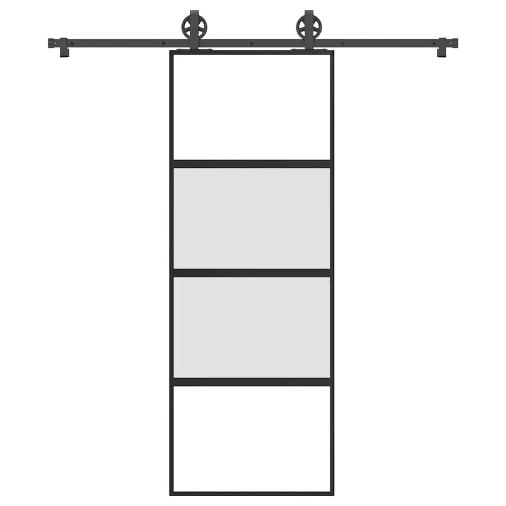 Porta Scorrevole Ferramenta 76x205 cm Vetro Temperato Alluminio