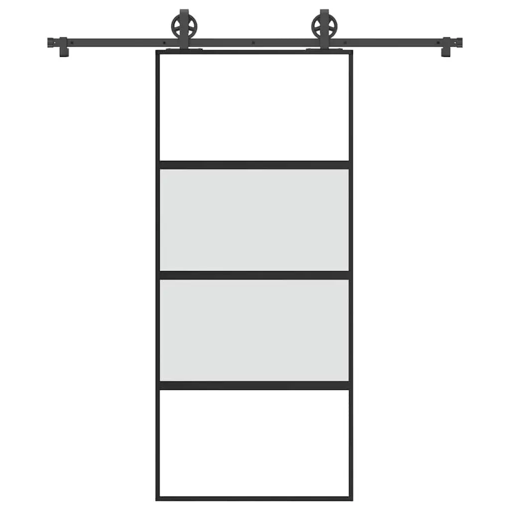 Porta Scorrevole Ferramenta 90x205 cm Vetro Temperato Alluminio