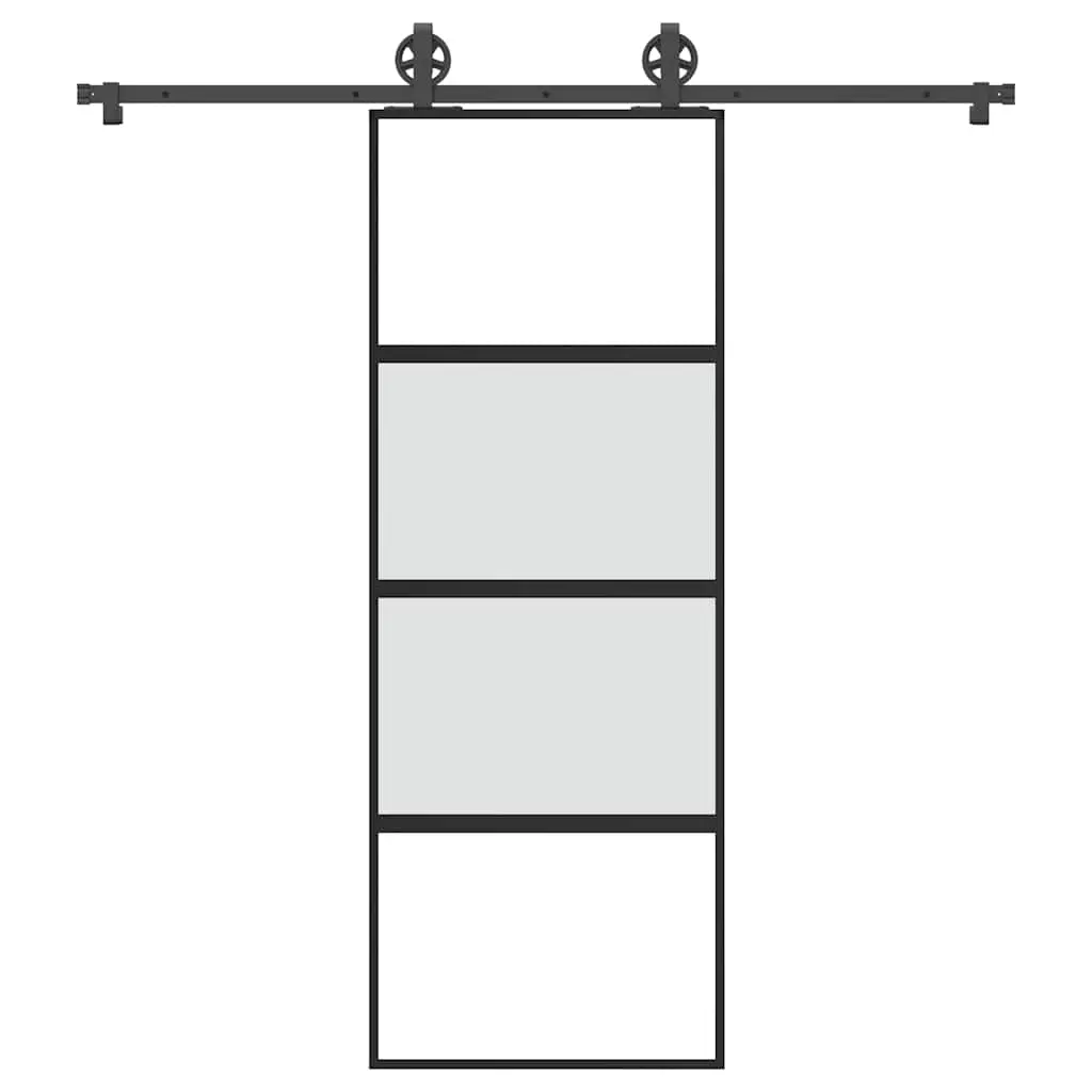 Porta Scorrevole Ferramenta 76x205 cm Vetro Temperato Alluminio