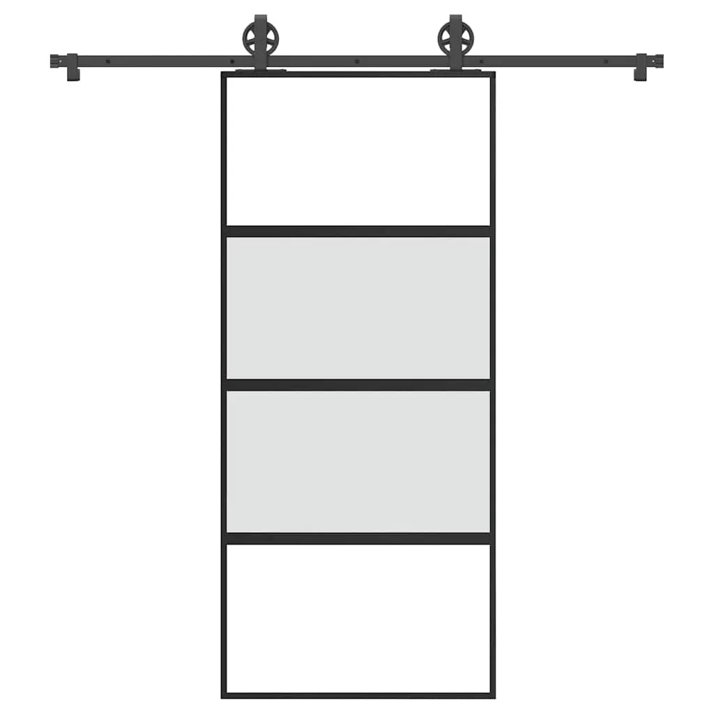 Porta Scorrevole Ferramenta 90x205 cm Vetro Temperato Alluminio