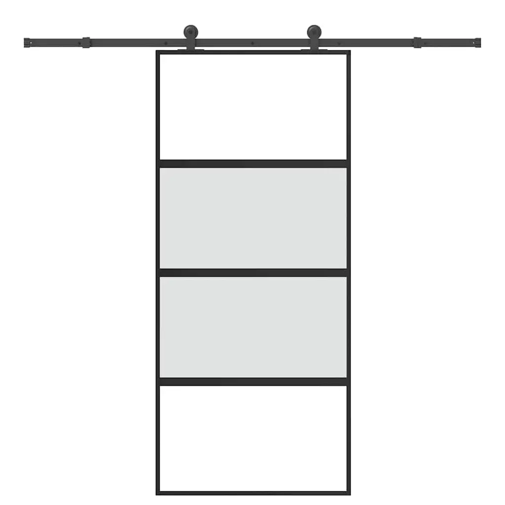 Porta Scorrevole Ferramenta 90x205 cm Vetro Temperato Alluminio