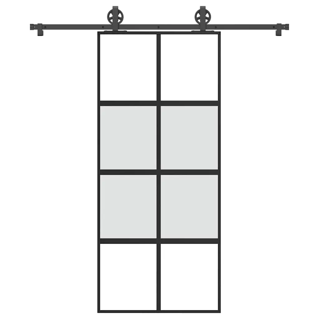 Porta Scorrevole Ferramenta 90x205 cm Vetro Temperato Alluminio