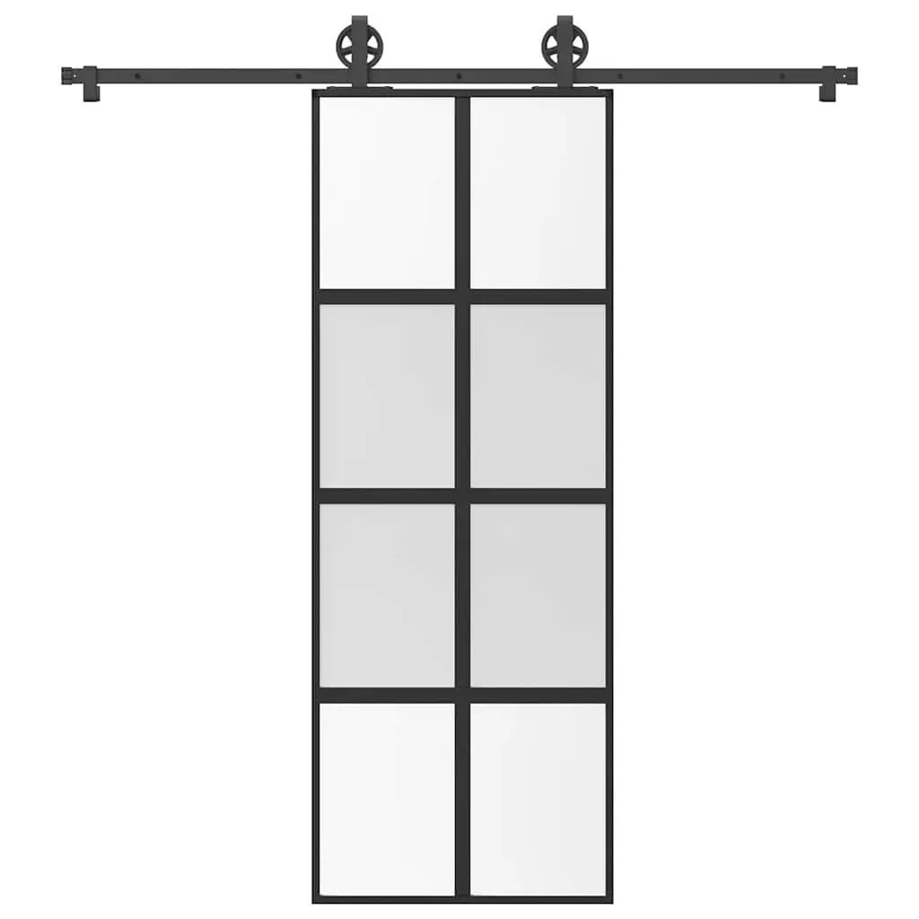 Porta Scorrevole Ferramenta 76x205 cm Vetro Temperato Alluminio