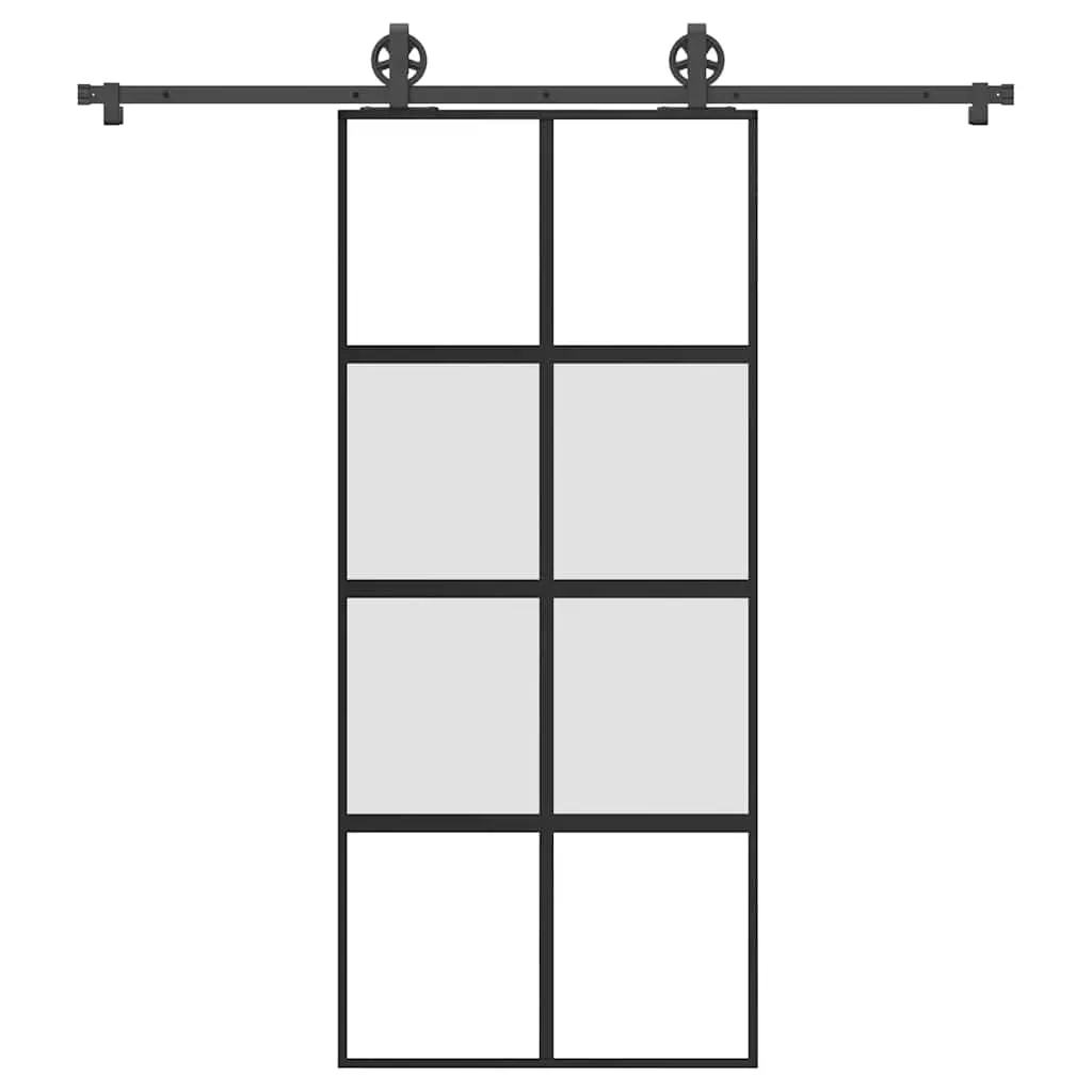 Porta Scorrevole Ferramenta 90x205 cm Vetro Temperato Alluminio