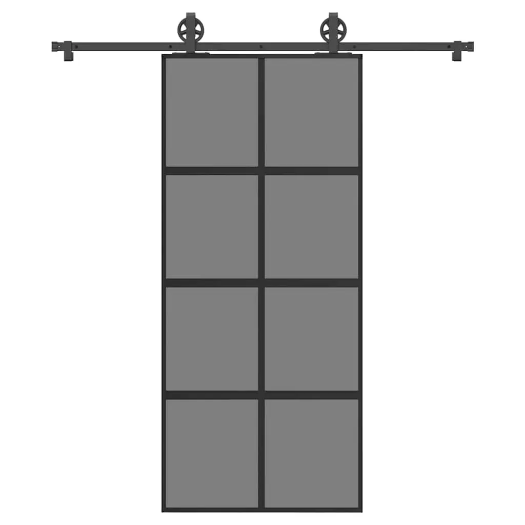 Porta Scorrevole Ferramenta 90x205 cm Vetro Temperato Alluminio