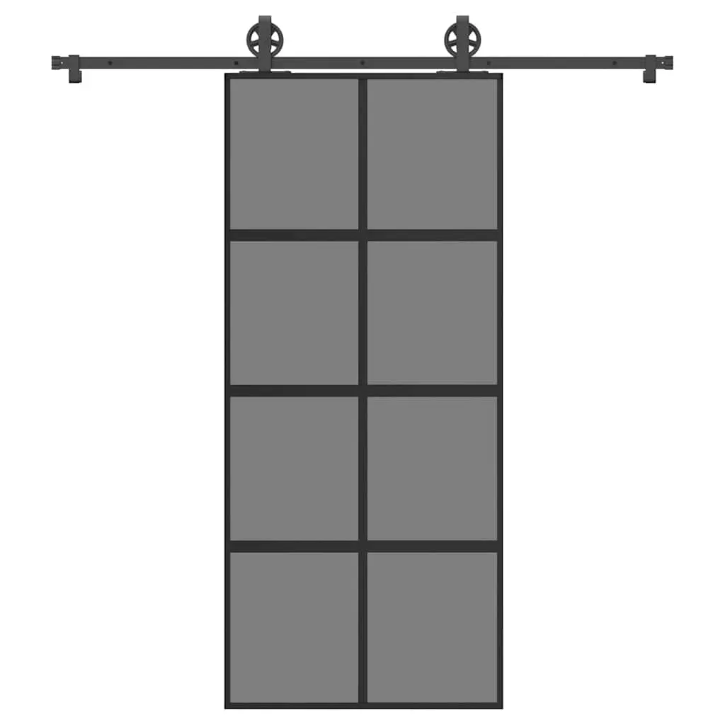 Porta Scorrevole Ferramenta 90x205 cm Vetro Temperato Alluminio