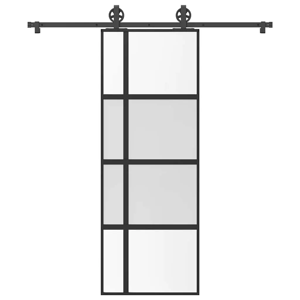 Porta Scorrevole Ferramenta 76x205 cm Vetro Temperato Alluminio