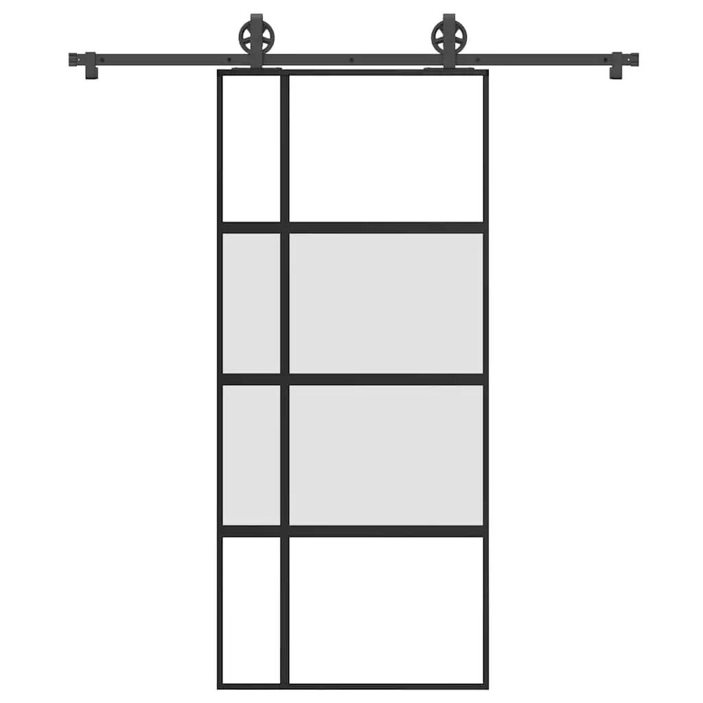 Porta Scorrevole Ferramenta 90x205 cm Vetro Temperato Alluminio